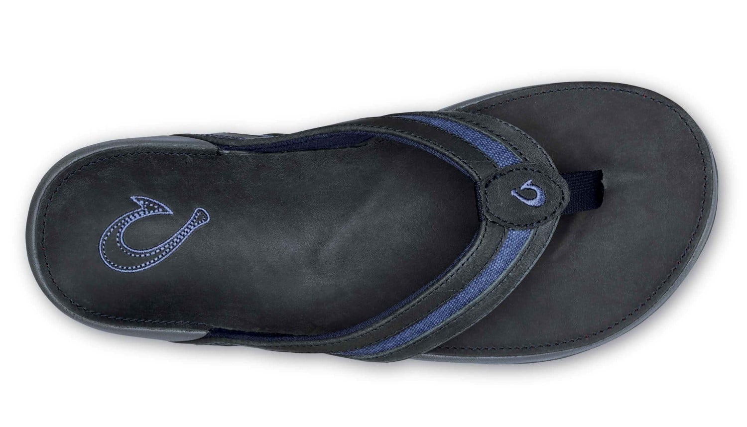 Olukai 'Ikoi - Men's Supportive Leather Sandal - Trench Blue/Trench Blue - Top