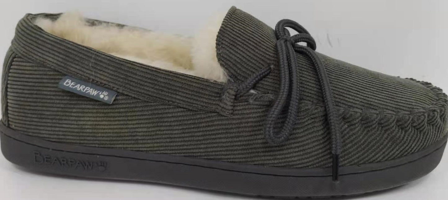 Bearpaw Moc II 2 - Men's Sheepskin Slipper - 1295M  989-mocii-charcoal - Charcoal Corduroy - Corduroy