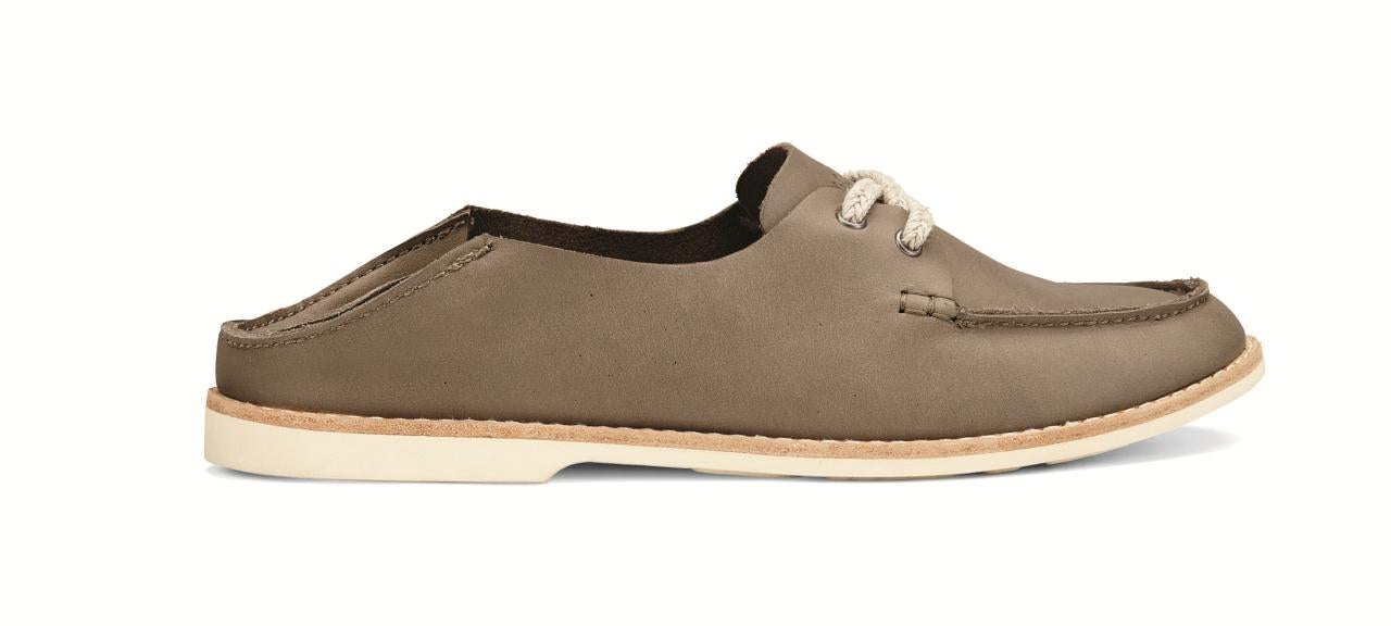 OluKai Moku Leather - Women's Comfort Loafers - Clay / Clay - Drop-In-Heel
