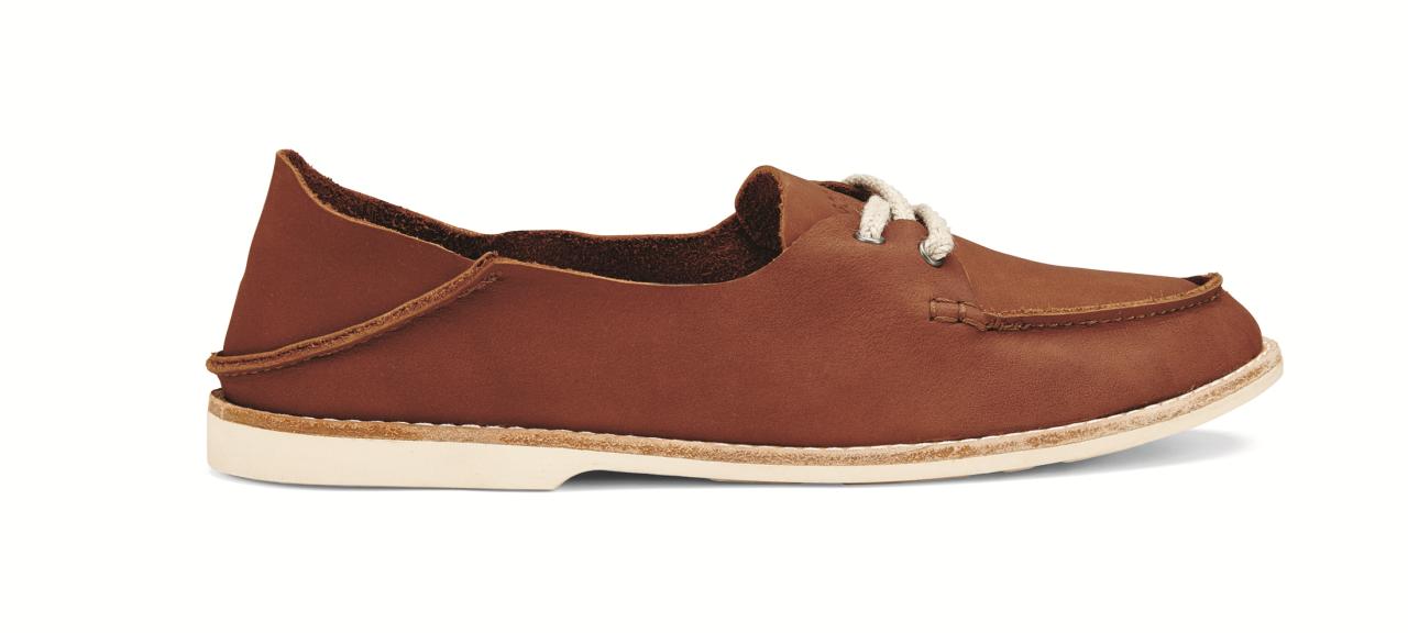 OluKai Moku Leather - Women's Comfort Loafers - Koa / Koa - Profile main