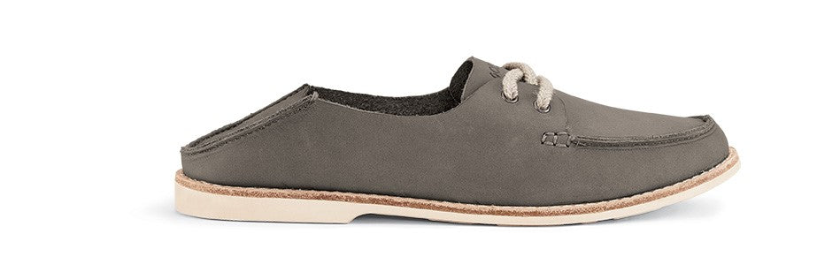 OluKai Moku Leather - Women's Comfort Loafers - Fog / Fog - Drop-In-Heel