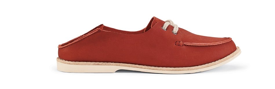 OluKai Moku Leather - Women's Comfort Loafers - Red Mud/Red Mud - Drop-In-Heel