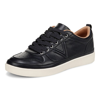 Vionic Elise Women's Leather Casual Comfort Sneakers - Navy Blazer - Left angle