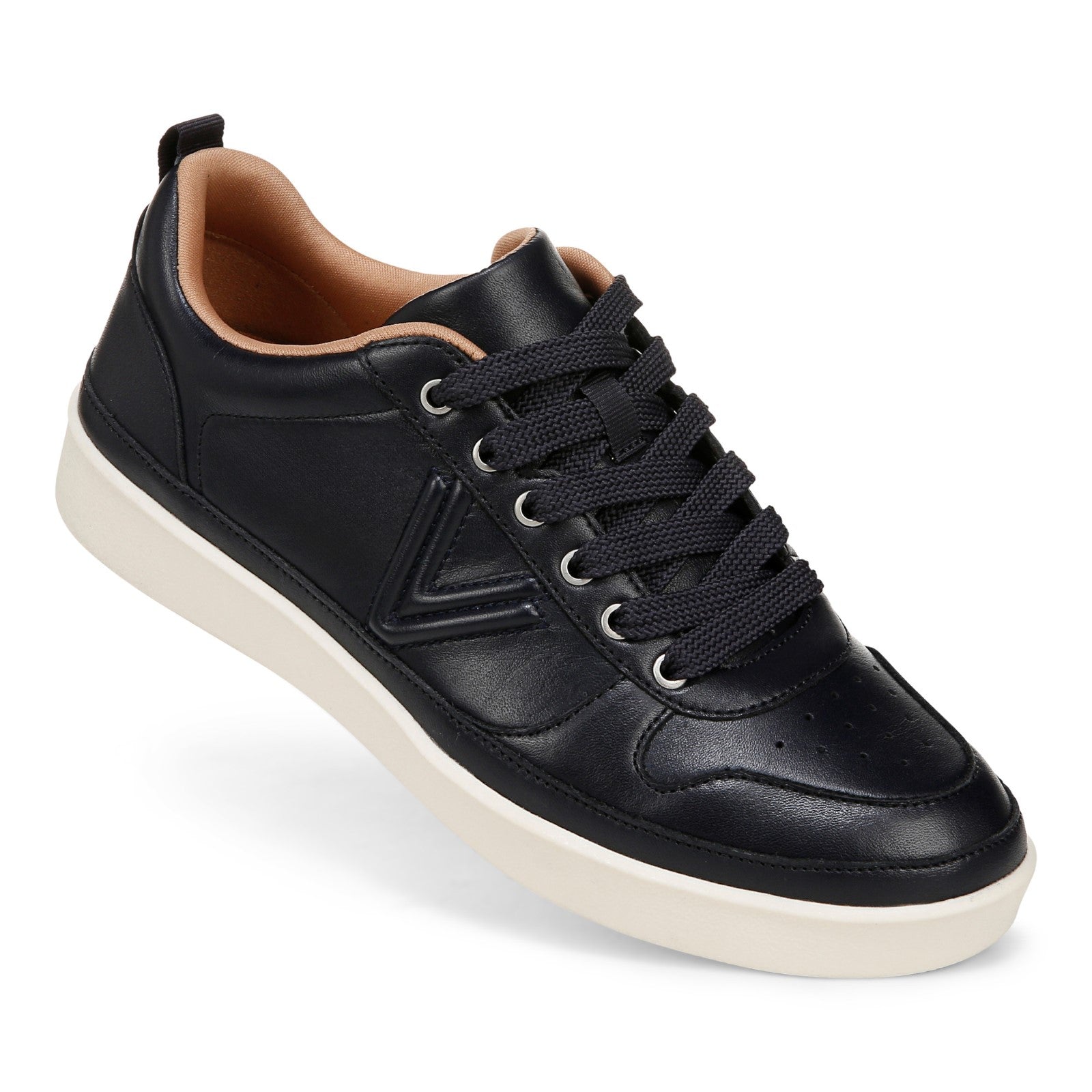 Vionic Elise Women's Leather Casual Comfort Sneakers - Navy Blazer -  ELISE-J0746L5400-NAVY BLAZER-13fl-med