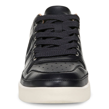 Vionic Elise Women's Leather Casual Comfort Sneakers - Navy Blazer - Front