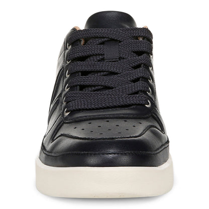 Vionic Elise Women's Leather Casual Comfort Sneakers - Navy Blazer - Front
