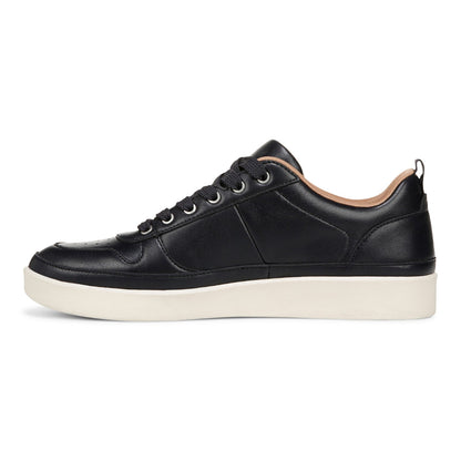 Vionic Elise Women's Leather Casual Comfort Sneakers - Navy Blazer - Left Side