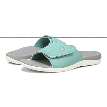 Vionic Kiwi - Unisex Motion Control Orthotic Slide Sandal - Wasabi pair left angle