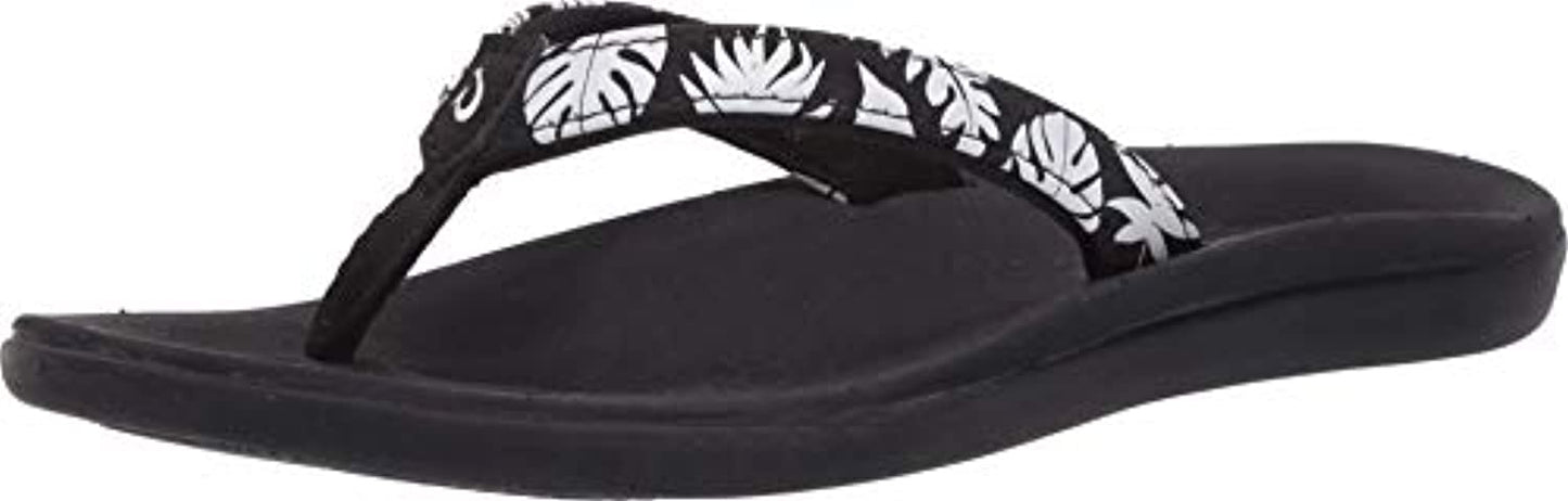 Olukai Ho'opio Girl's Comfort Sandals - Black/Lau