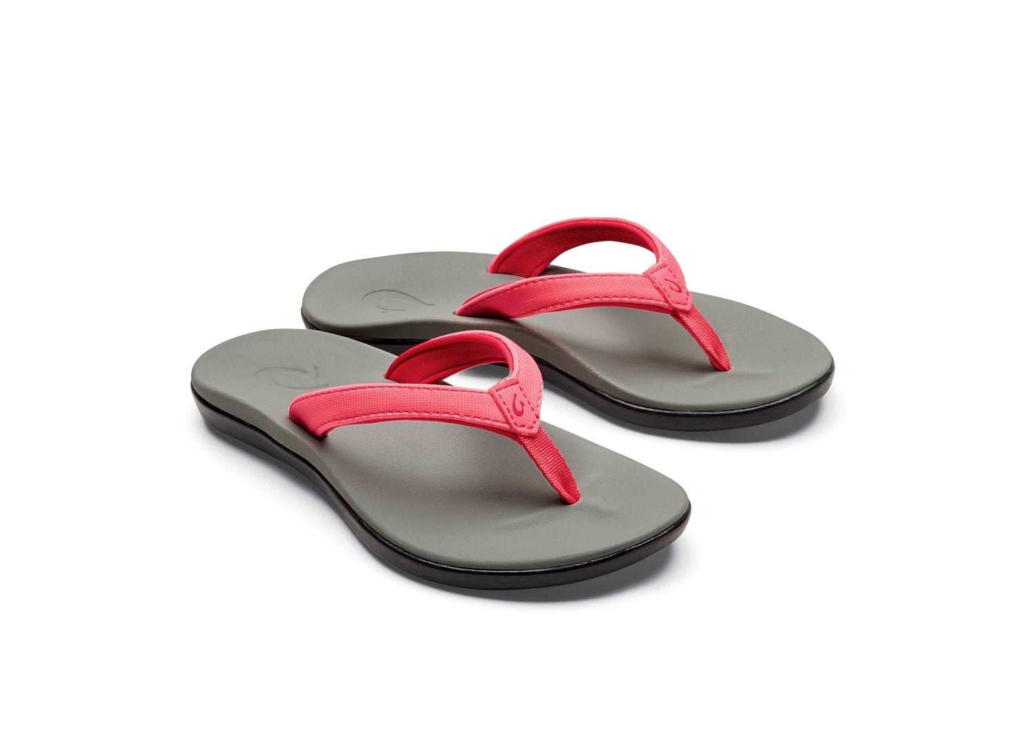 Olukai Ho'opio Girl's Comfort Sandals - Guava Jelly / Pale Grey - Pair
