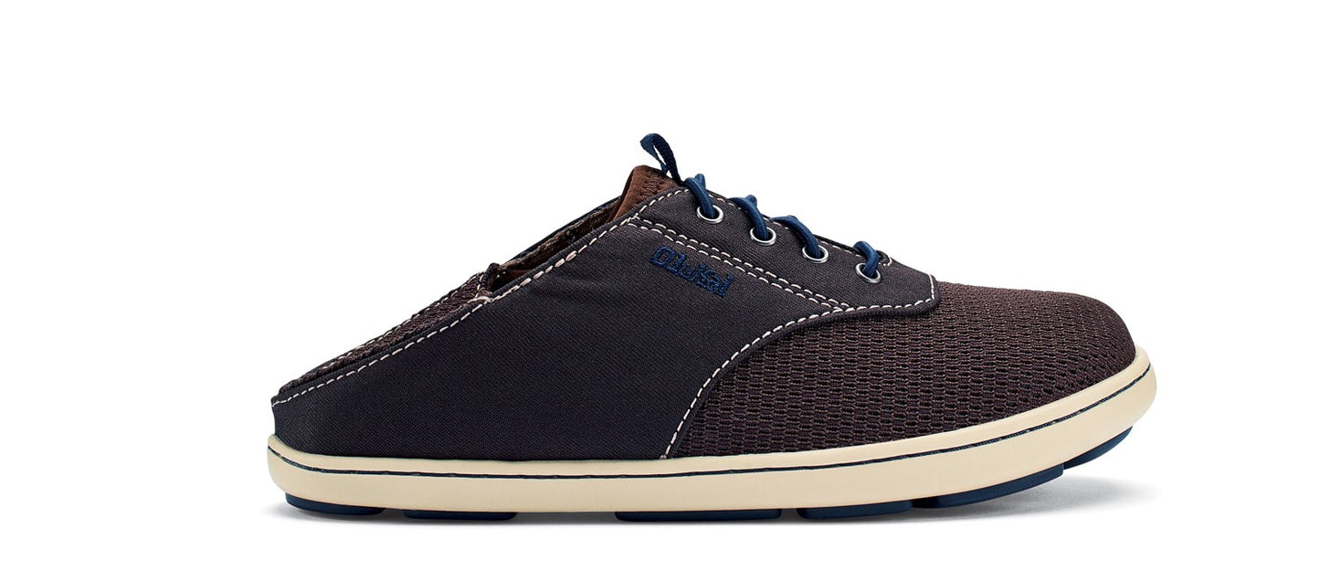 Olukai Nohea Moku Boy's - Tieless Comfort Shoes - Dk Wood / Navy - Drop-In-Heel