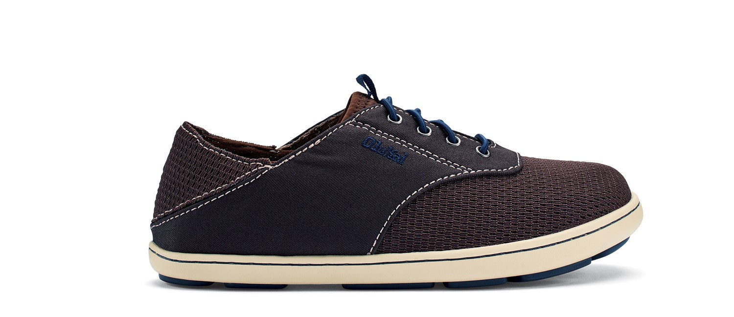 Olukai Nohea Moku Boy's - Tieless Comfort Shoes - Dk Wood / Navy - Profile main