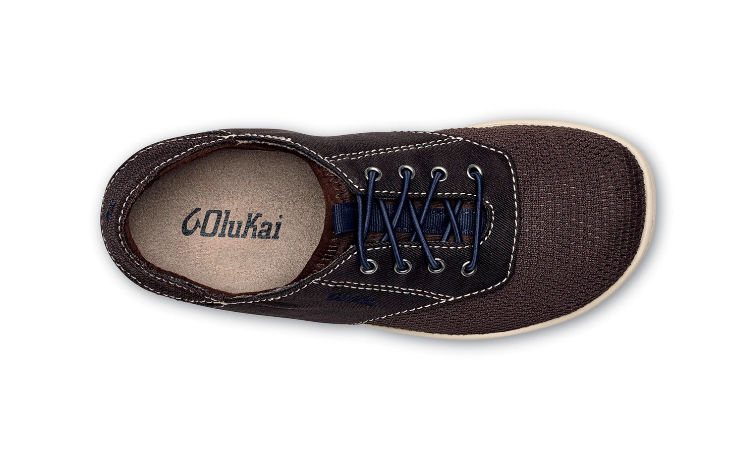 Olukai Nohea Moku Boy's - Tieless Comfort Shoes - Dk Wood / Navy - Top