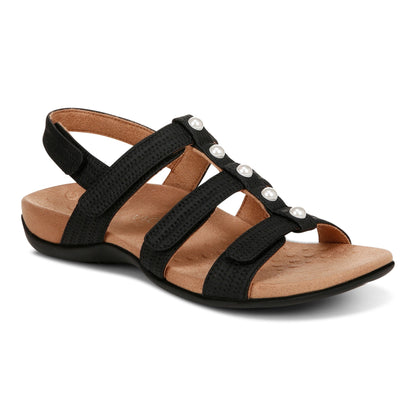 Vionic Amber Pearl Women's Adjustable Orthotic Sandal - Black - Angle main
