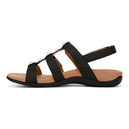 Vionic Amber Pearl Women's Adjustable Orthotic Sandal - Black - Left Side