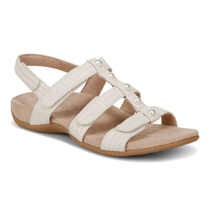 Vionic Amber Pearl Women's Adjustable Orthotic Sandal - Cream - Angle main
