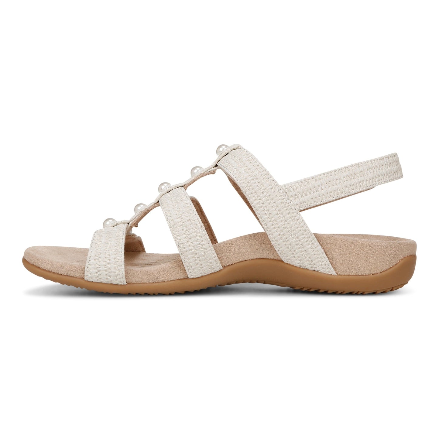 Vionic Amber Pearl Women's Adjustable Orthotic Sandal - Cream - Left Side