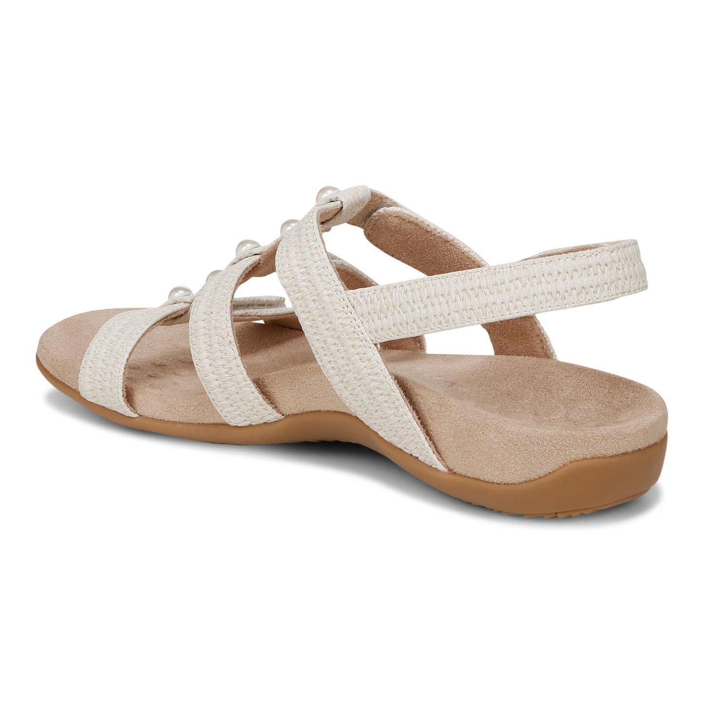 Vionic Amber Pearl Women's Adjustable Orthotic Sandal - Cream - Back angle