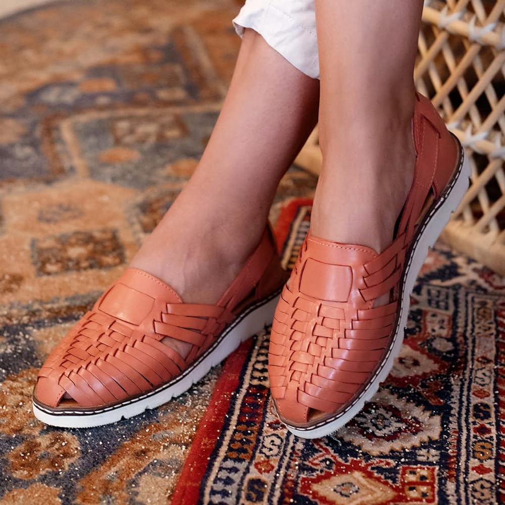 Bearpaw Lena Women's Leather Huarache Sport Sandal Artisan - 2835W - Coral