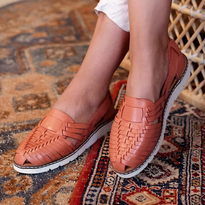 Bearpaw Lena Women's Leather Huarache Sport Sandal Artisan - 2835W - Coral