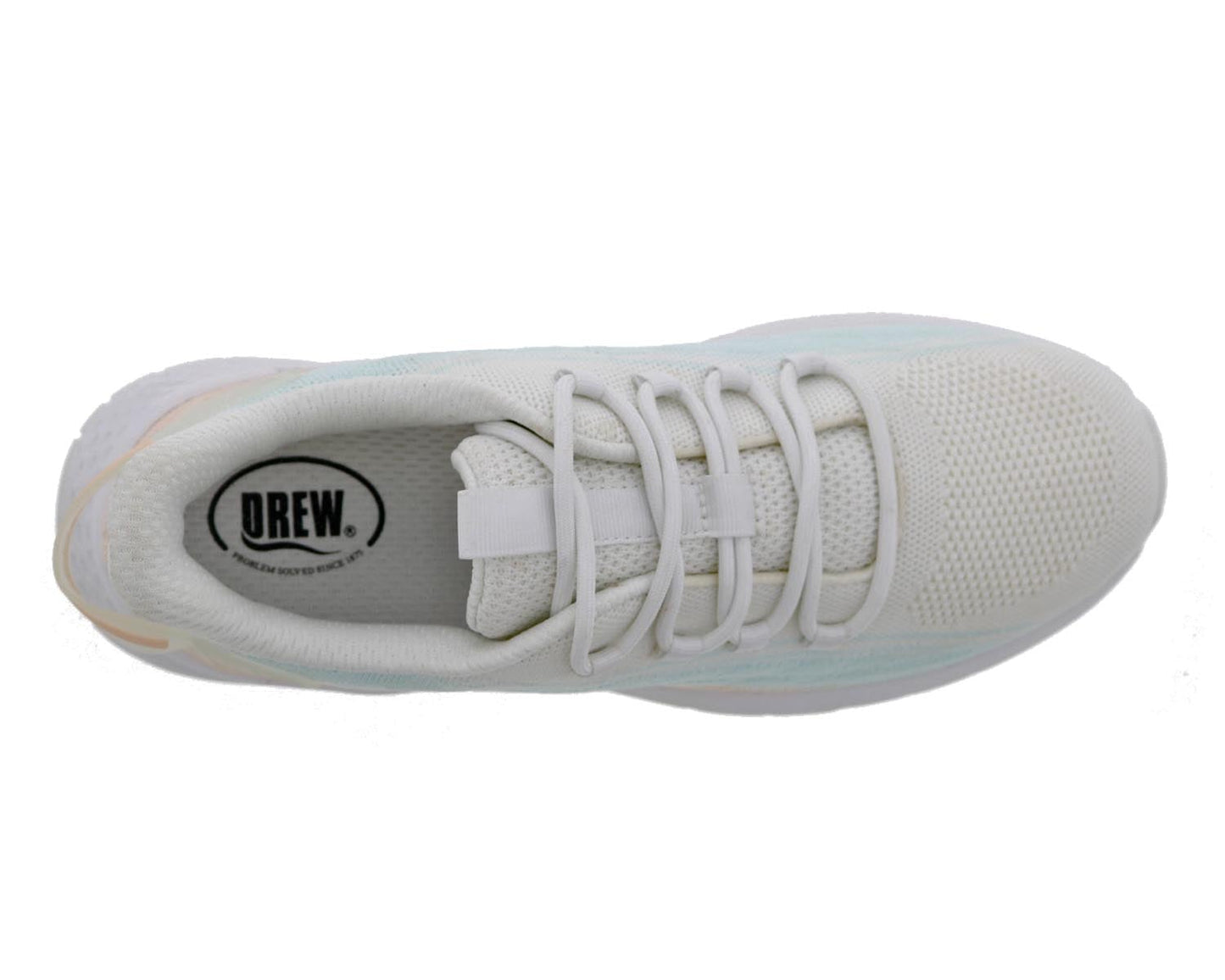 Drew Bestie Women's Walking Shoe - White Mesh Combo - Top View