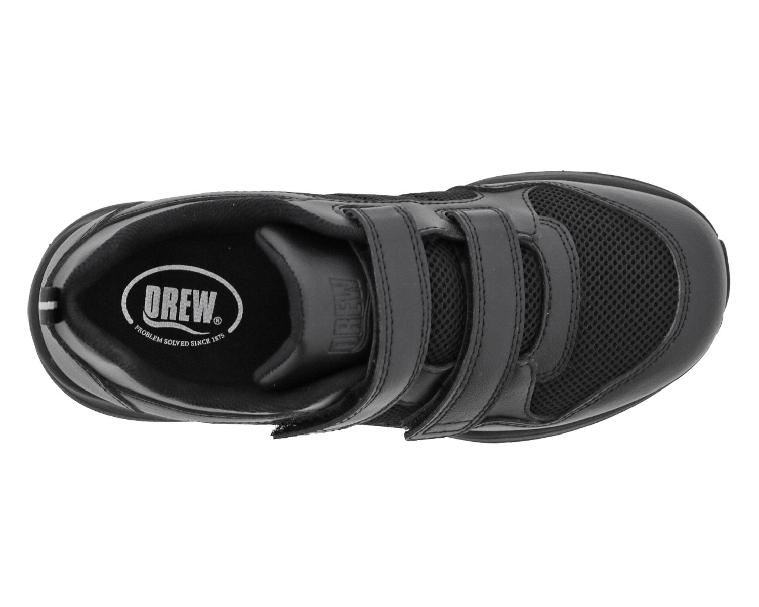 Drew Contessa Women's Double Hook and Loop Sneaker - Black Combo - Top View