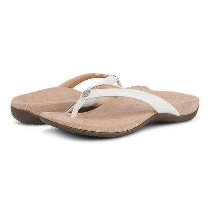 Vionic Davina Women's Supportive Flip Flop Sandal - White - pair left angle