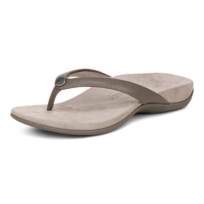 Vionic Davina Women's Supportive Flip Flop Sandal - Stone - Left angle