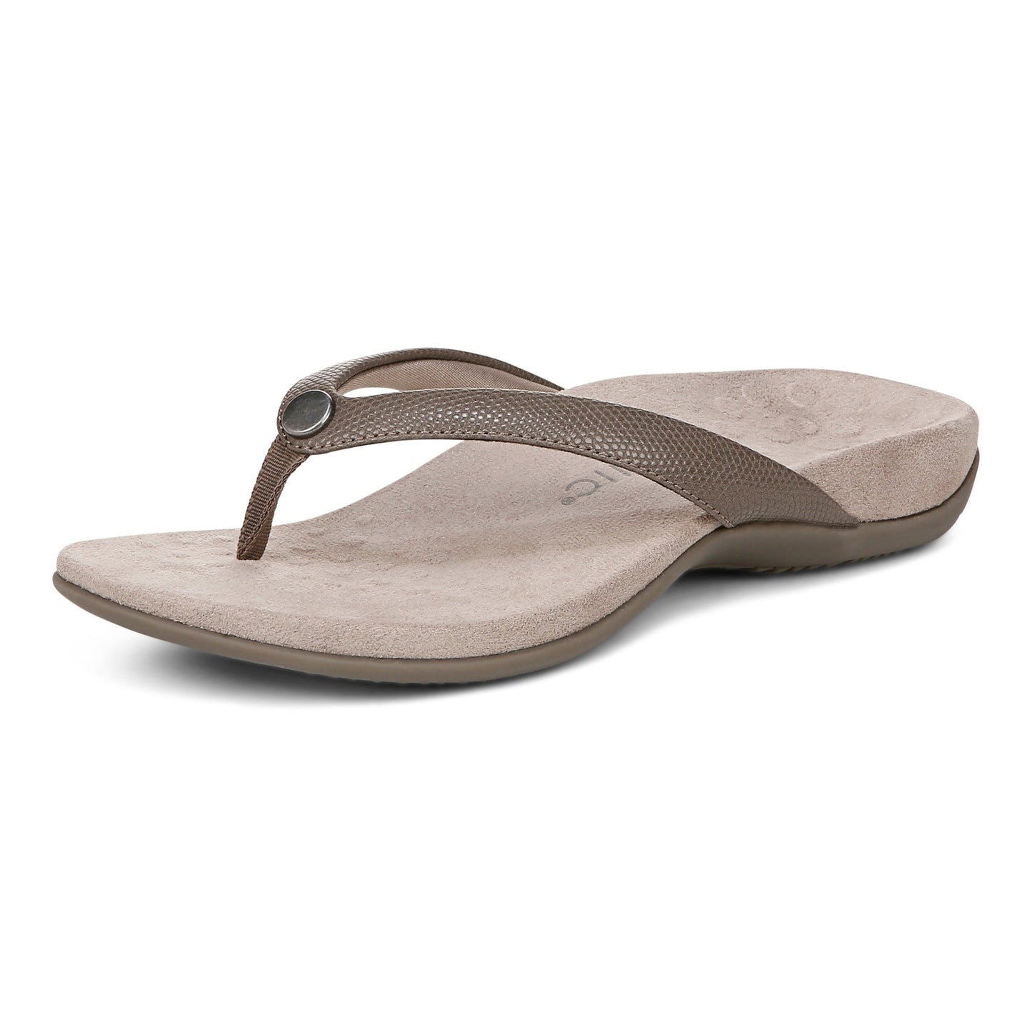Vionic Davina Women's Supportive Flip Flop Sandal - Stone - Left angle