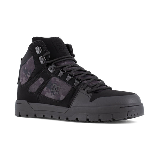 DC Work Crew Pure Work Men's Composite Toe - Waterproof Work High-Top - Black Camo Men's Work Shoe - Black Camo - angle main