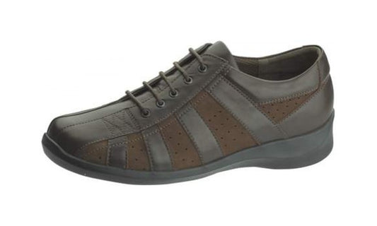 Aetrex Essence E731 Comfort Striped Oxford - Brown - Profile view