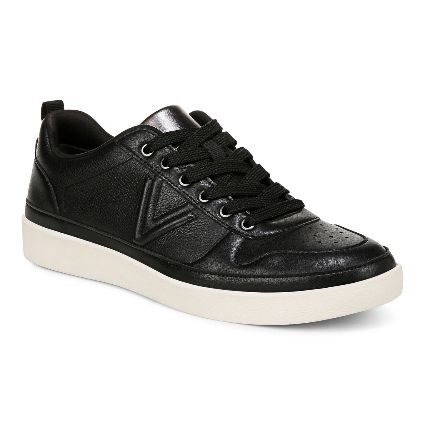 Vionic Elise Women's Leather Casual Comfort Sneakers - Black - Angle main