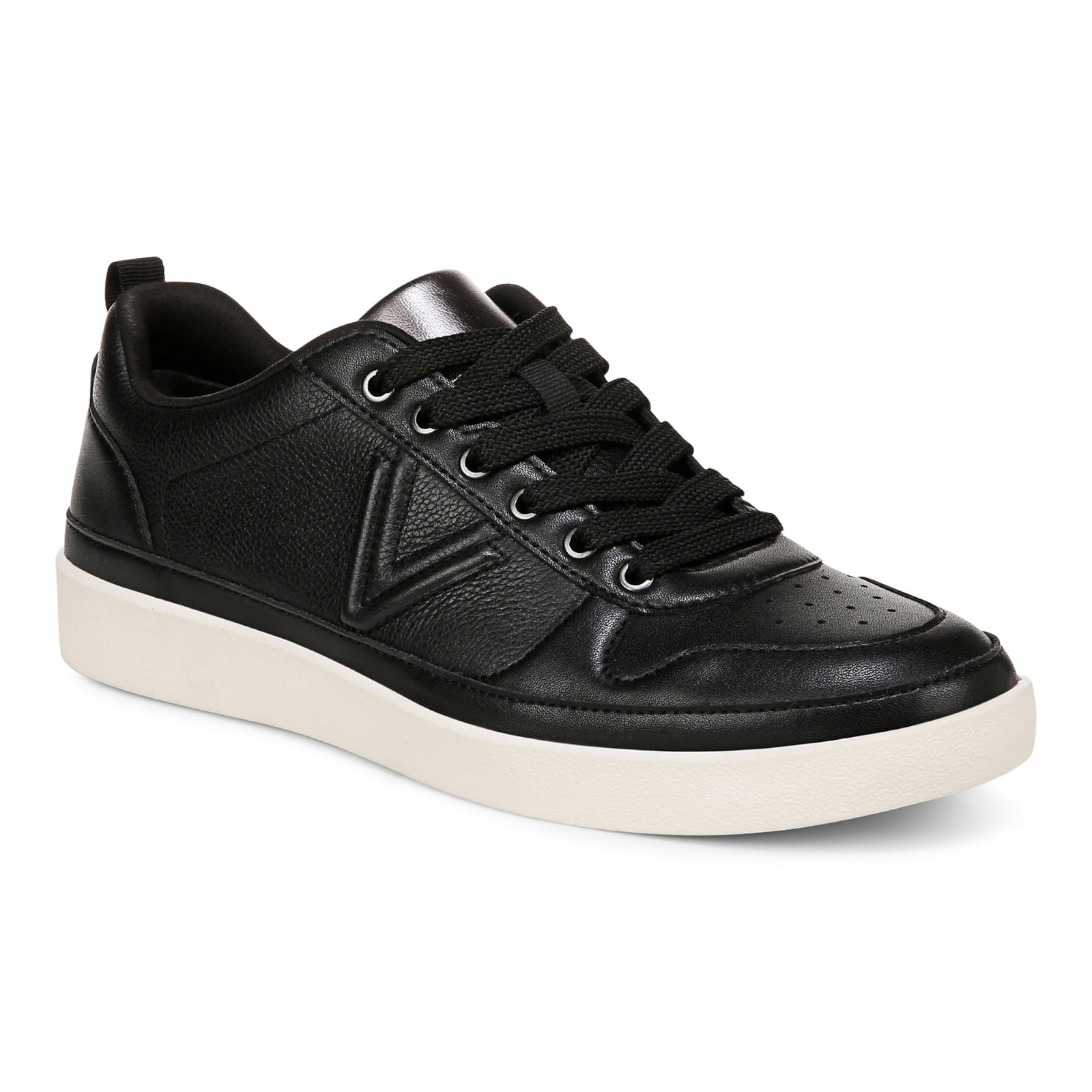 Vionic Elise Women's Leather Casual Comfort Sneakers - Black - Angle main