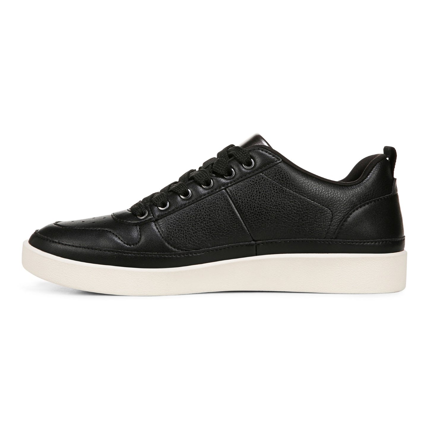 Vionic Elise Women's Leather Casual Comfort Sneakers - Black - Left Side