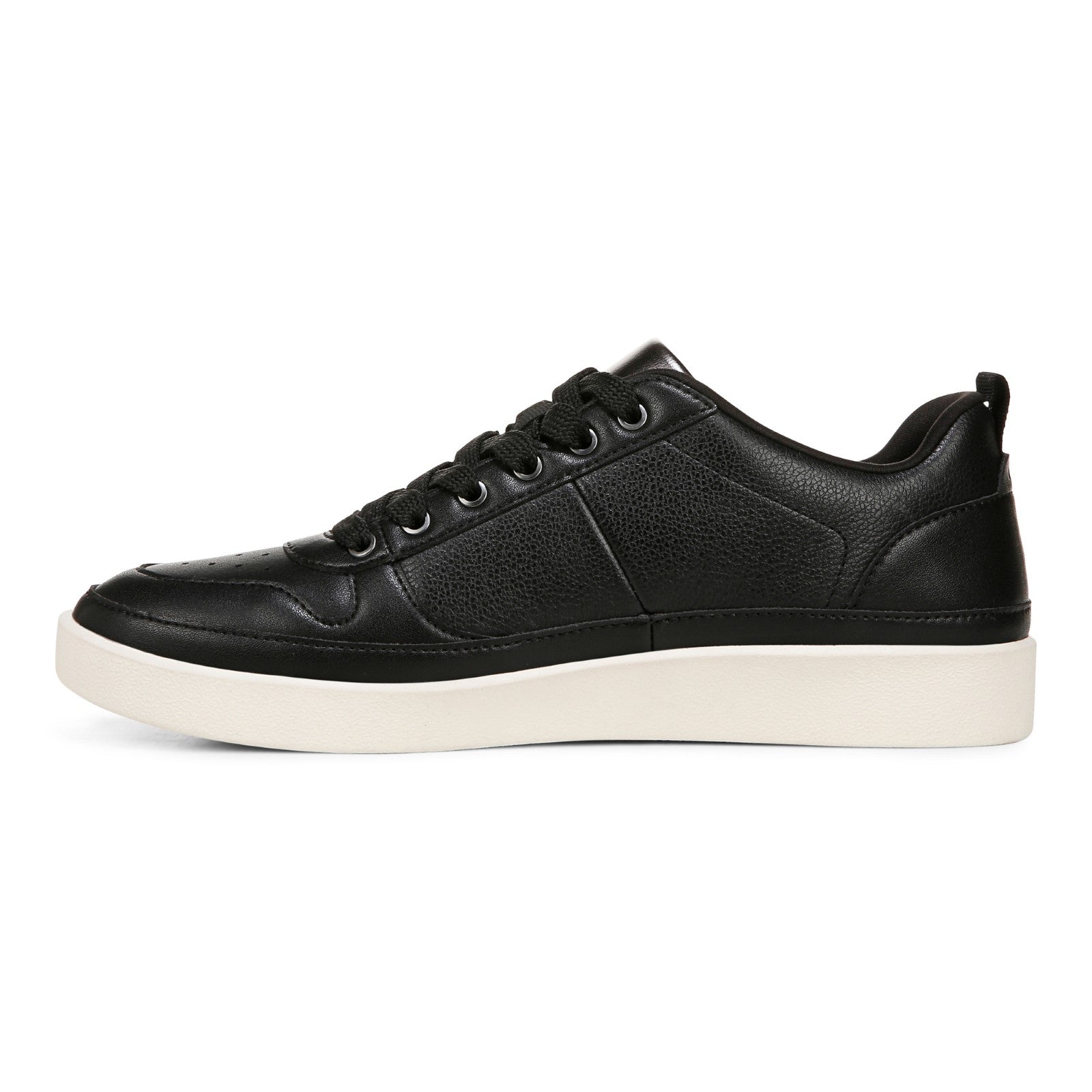 Vionic Elise Women's Leather Casual Comfort Sneakers - Black - Left Side