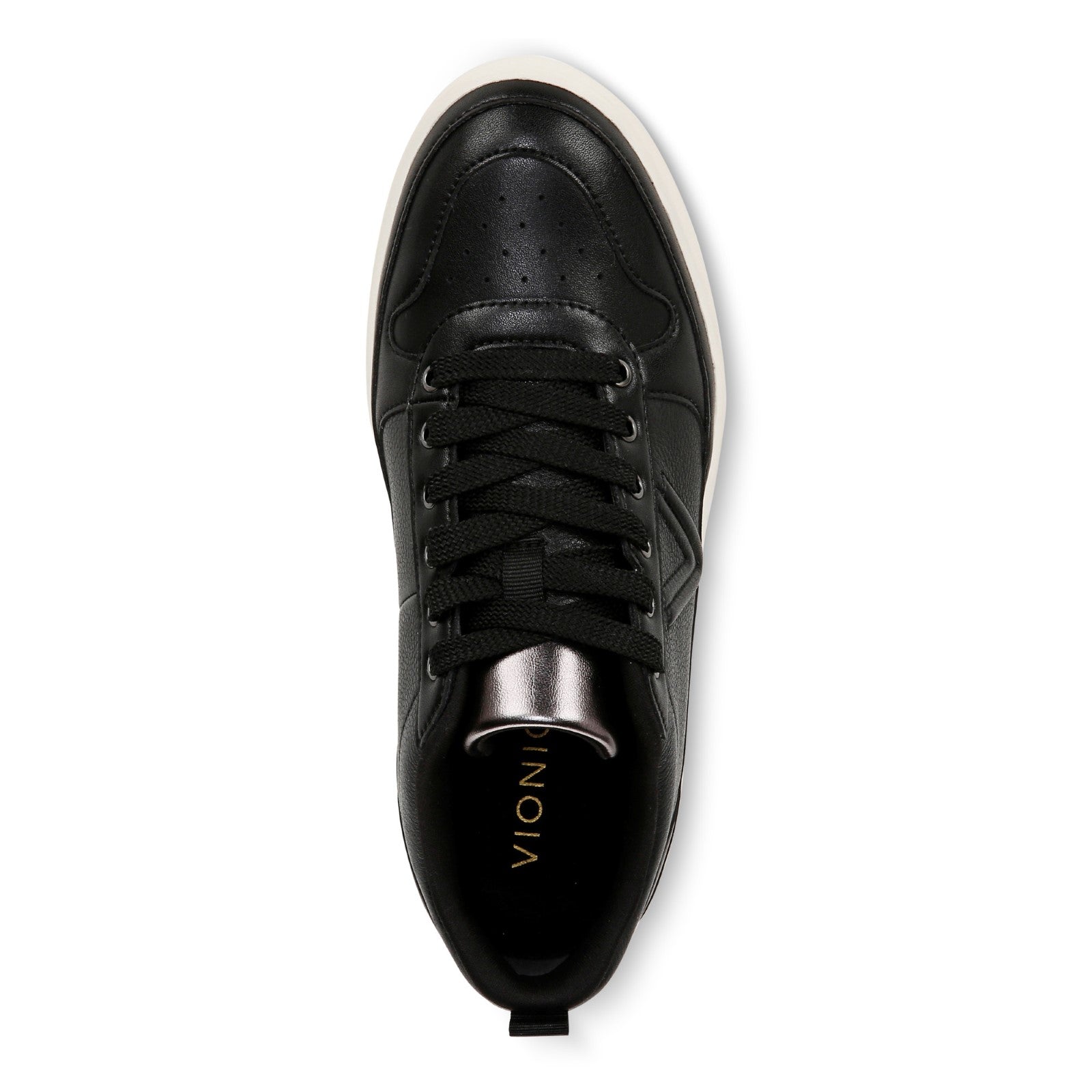 Vionic Elise Women's Leather Casual Comfort Sneakers - Black - Top