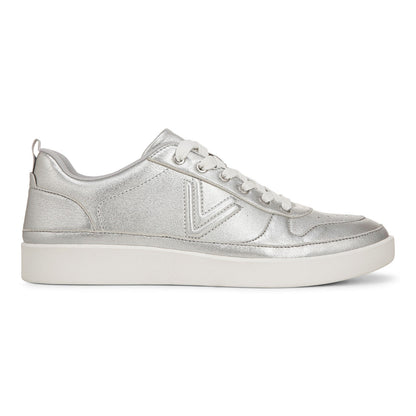 Vionic Elise Women's Leather Casual Comfort Sneakers - Silver - Right side