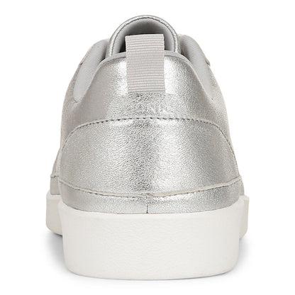 Vionic Elise Women's Leather Casual Comfort Sneakers - Silver - Back