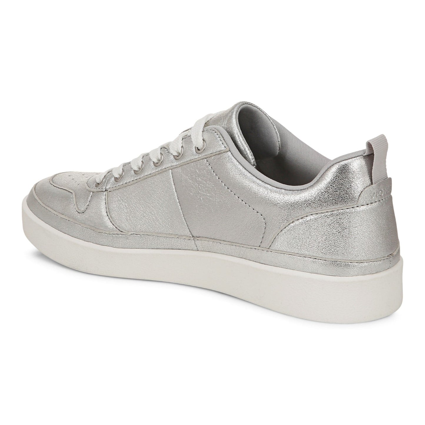 Vionic Elise Women's Leather Casual Comfort Sneakers - Silver - Back angle