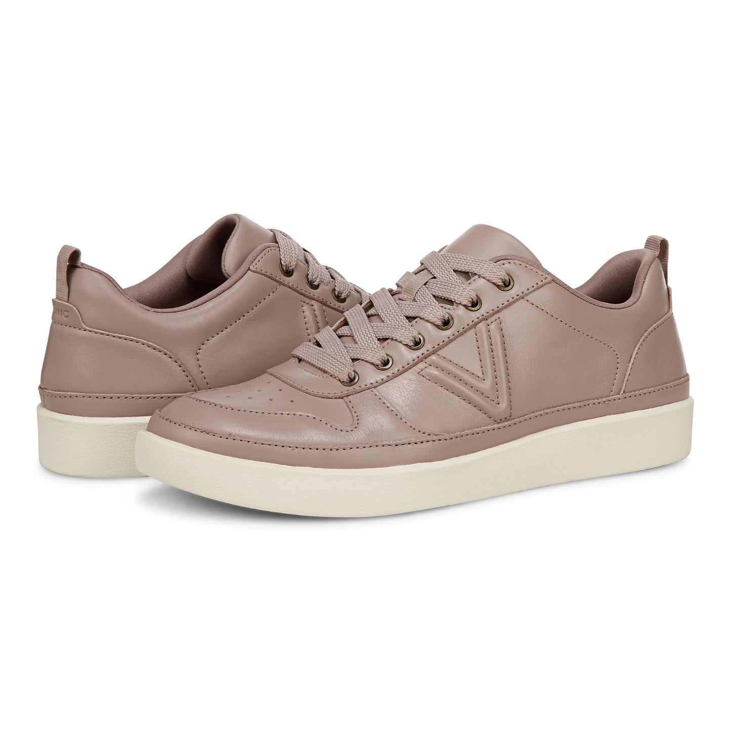 Vionic Elise Women's Leather Casual Comfort Sneakers - Magnolia Dusk - pair left angle