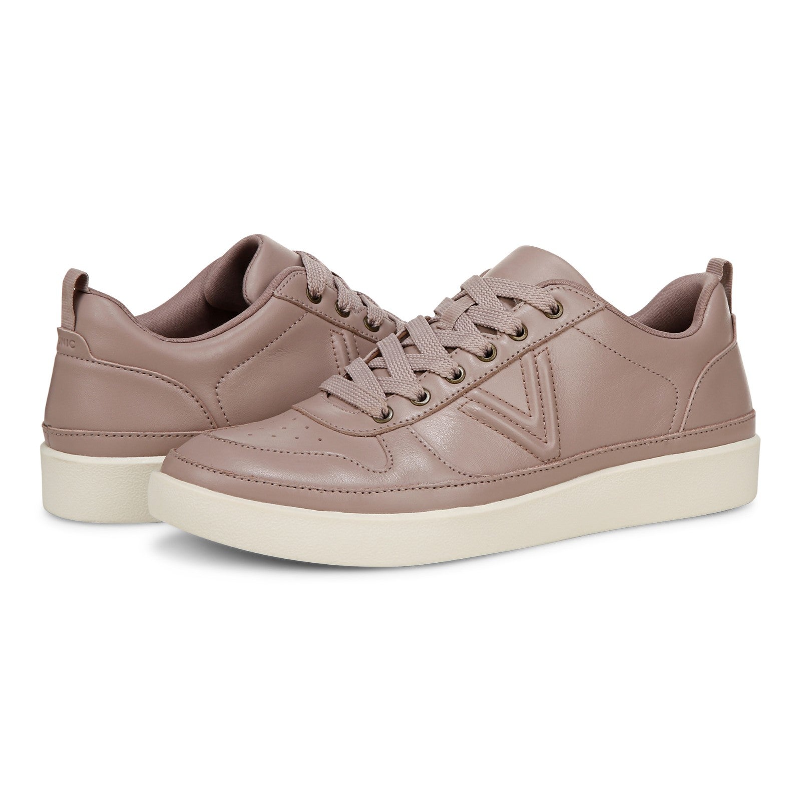 Vionic Elise Women's Leather Casual Comfort Sneakers - Magnolia Dusk - pair left angle