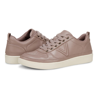 Vionic Elise Women's Leather Casual Comfort Sneakers - Magnolia Dusk - pair left angle