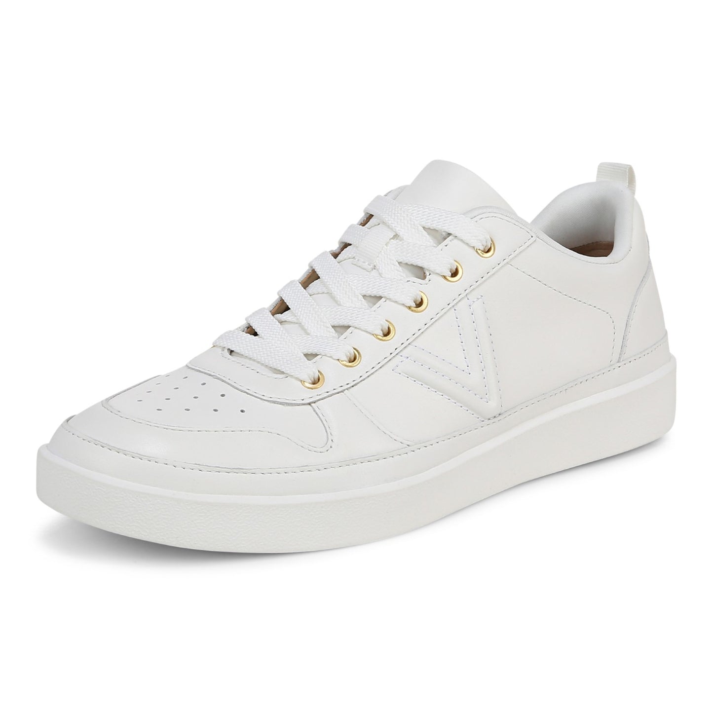 Vionic Elise Women's Leather Casual Comfort Sneakers - White - Left angle