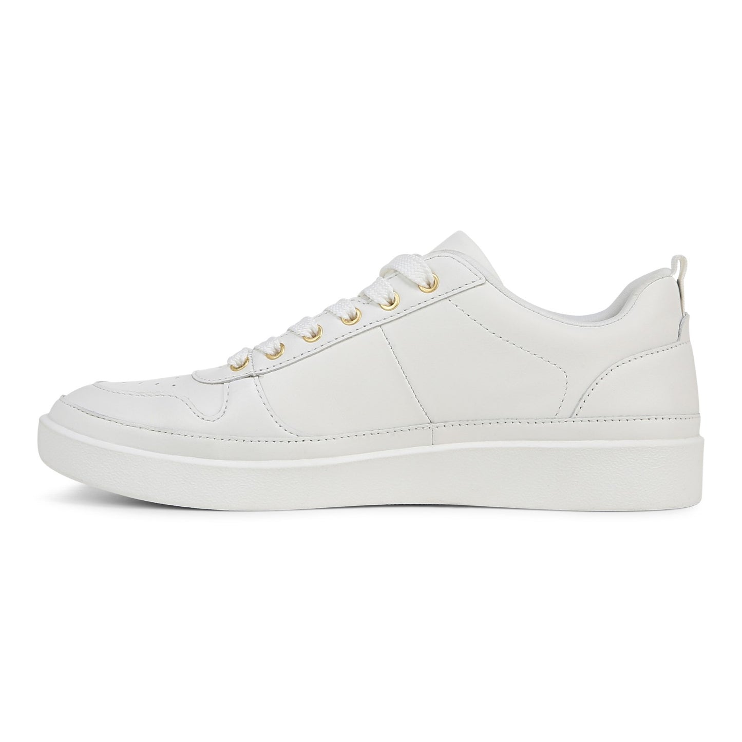 Vionic Elise Women's Leather Casual Comfort Sneakers - White - Left Side