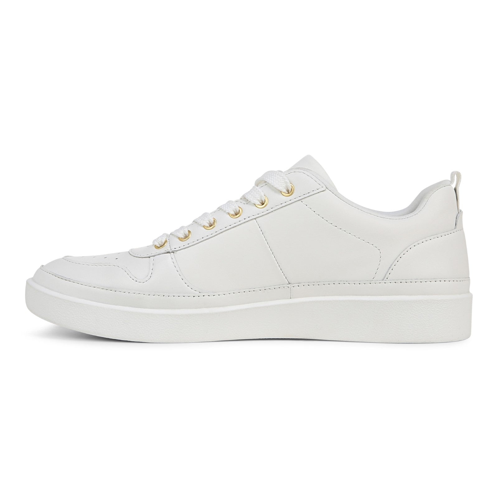 Vionic Elise Women's Leather Casual Comfort Sneakers - White - Left Side