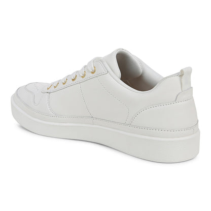 Vionic Elise Women's Leather Casual Comfort Sneakers - White - Back angle