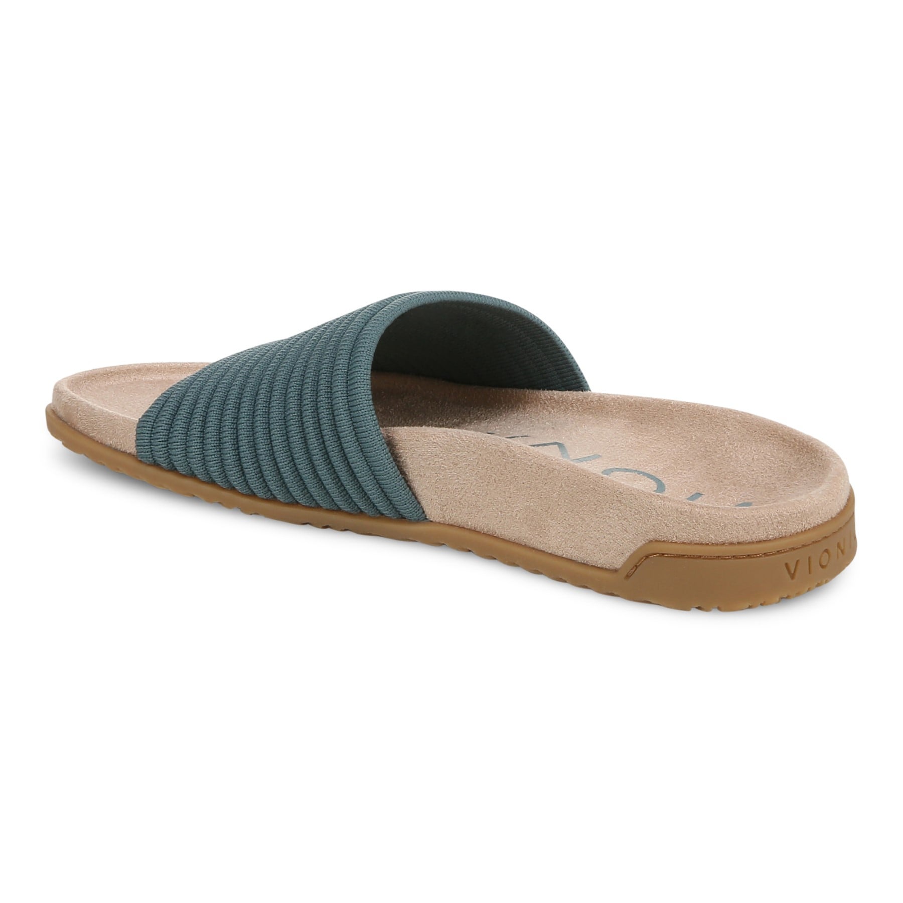 Vionic Evie Knit Women's Slide Arch Supportive Sandal - Bodega Blue - Back angle