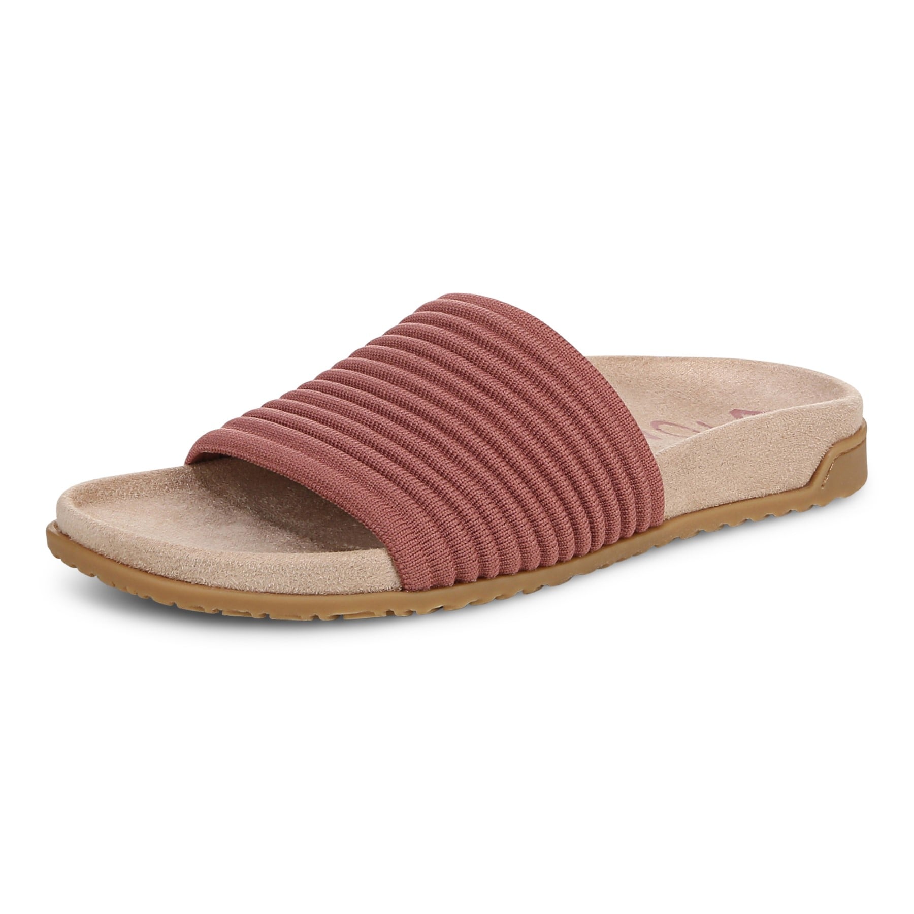 Vionic Evie Knit Women's Slide Arch Supportive Sandal - Withered Rose - Left angle