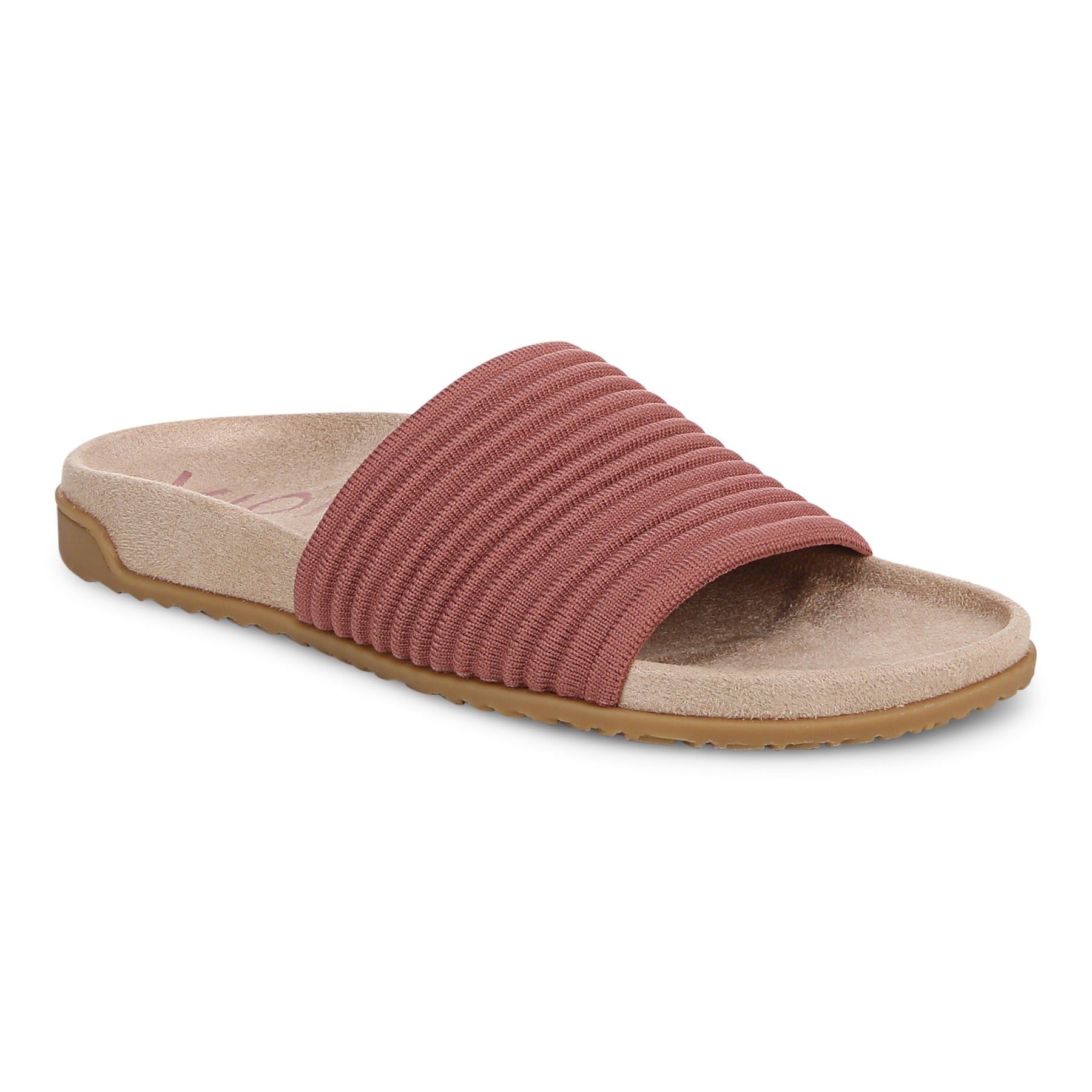 Vionic Evie Knit Women's Slide Arch Supportive Sandal - Withered Rose - Angle main