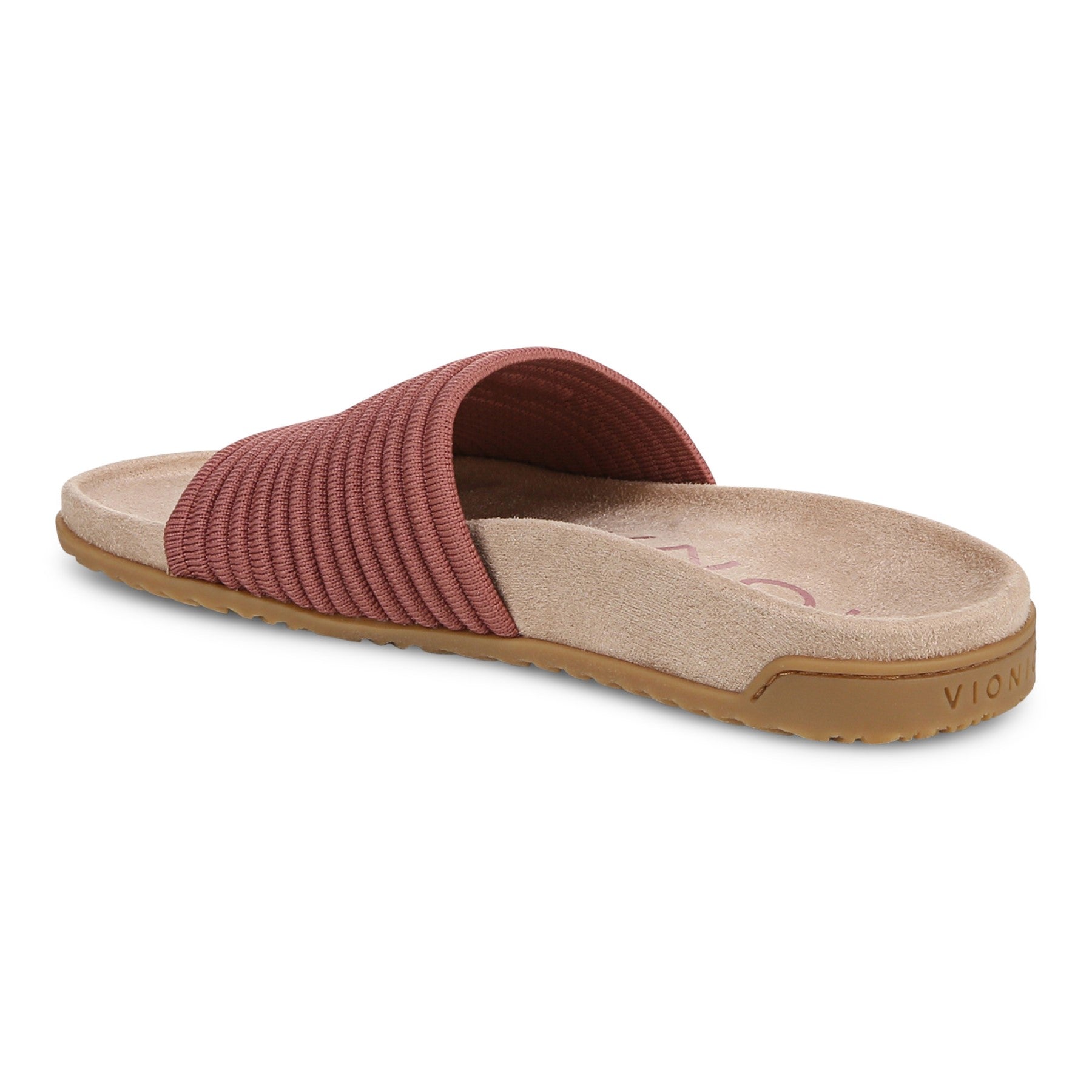 Vionic Evie Knit Women's Slide Arch Supportive Sandal - Withered Rose - Back angle